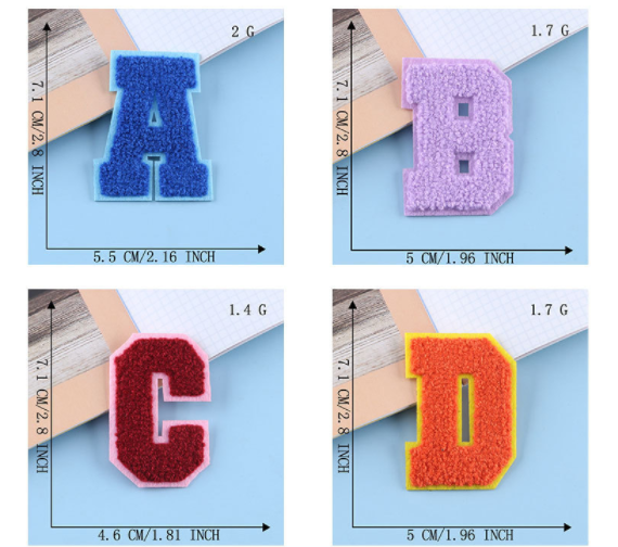 Custom colourful Letter Towel Chenille Patch