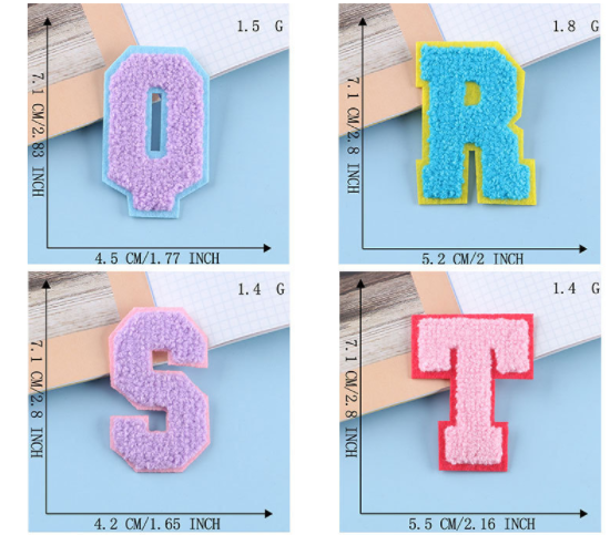 Custom colourful Letter Towel Chenille Patch