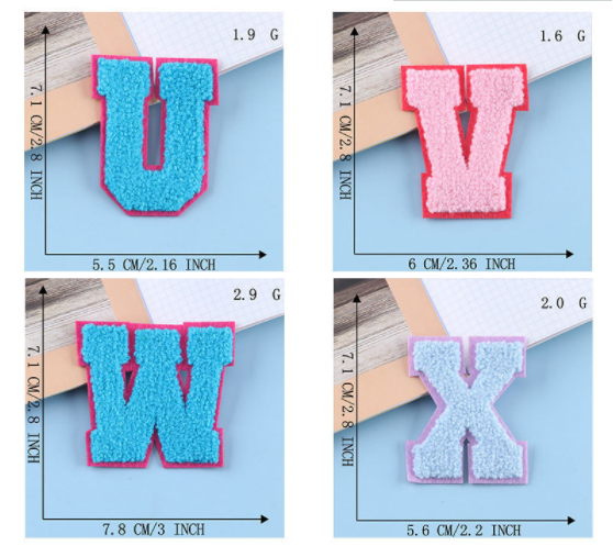 Custom colourful Letter Towel Chenille Patch